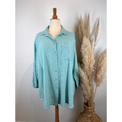 Chemise en gaze de coton manches longues grande taille 50-54