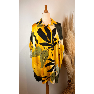 Chemise imprimé grandes feuilles grande taille 56/58