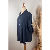 Chemise unie en crêpe de viscose grande taille