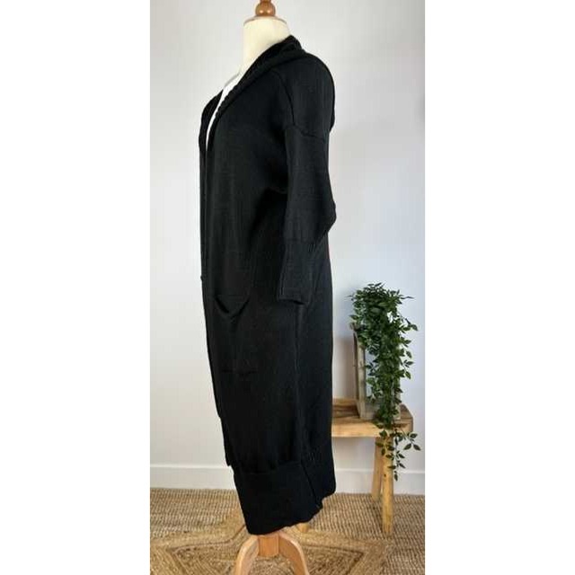 Gilet Long à Capuche Poheme "Rock" Noir - Laine Et Mohair - Taille Unique - Occasion Très Bon état