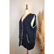 Gilet sans manches uni sherpa grande taille