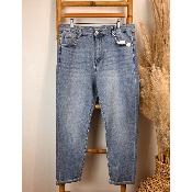 Jean coupe mom mini coeurs strass grande taille