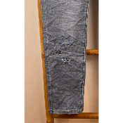 Jean étoiles brodées strass boutons Karostar bleu moyen