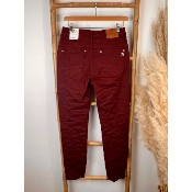 Pantalon jean bordeaux froissé boutons Karostar du 38 au 48
