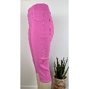 Pantacourt rose en coton extensible grande taille