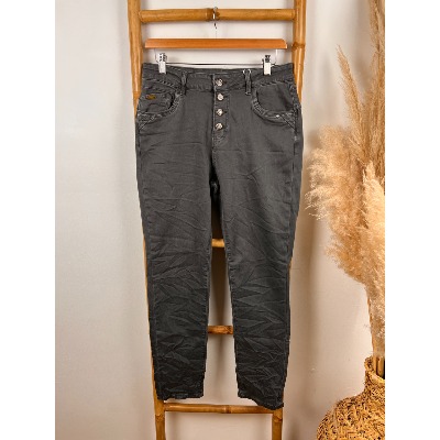Pantalon jean gris froissé boutons Karostar 