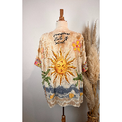 Pull lurex manches courtes soleil grande taille