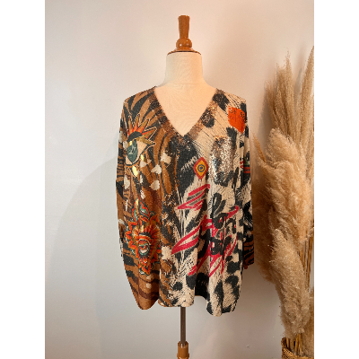 Pull lurex œil manches longues grande taille