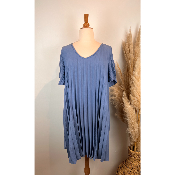 Robe plissée manches courtes grande taille