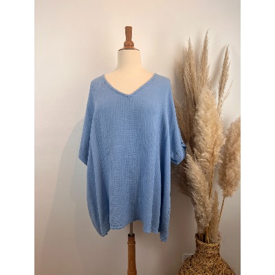 Tunique t-shirt en gaze de coton grande taille 52/54
