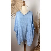 Tunique légère bohème col V crochet  oversize 58 60 62 