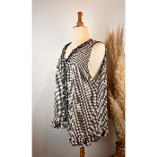 Tunique sans manches vichy froufrous grande taille