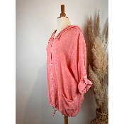 Veste capuche légère lin & coton grande taille