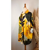 Chemise imprimé grandes feuilles grande taille 56/58