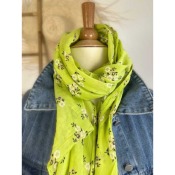 Foulard fin liberty coton & soie - vert anis