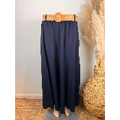 Jupe longue unie fluide avec ceinture grande taille