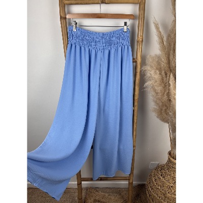 Pantalon palazzo taille smockée grande taille