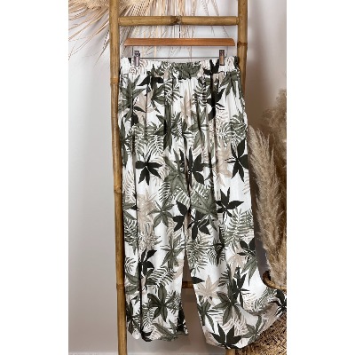 Pantalon large palazzo tropical bohème grande taille