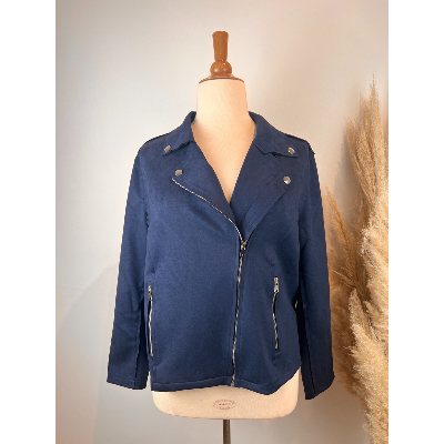 Veste perfecto en suédine grande taille bleu marine