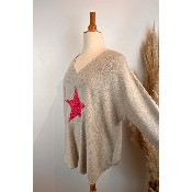 Pull étoile rose pailleté léopard grande taille