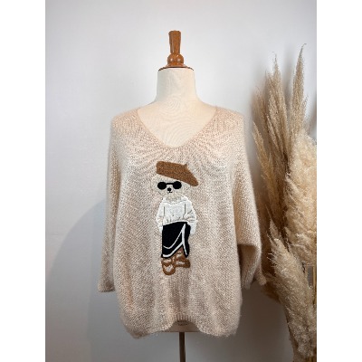 Pull ours gavroche maille mousseuse grande taille