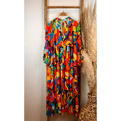 Robe longue imprimée multicolore