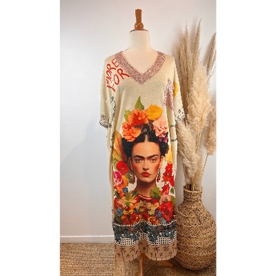 Robe longue lurex Frida fleurs grande taille