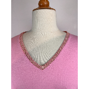 T-shirt coton uni col lurex grande taille