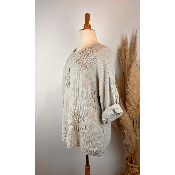 Tunique en gaze de coton fleurs grande taille