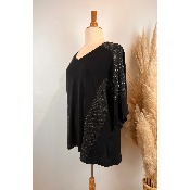 Tunique strass noir du 42/44 au 54/56