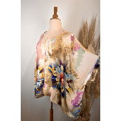 Tunique oversize imprimée pivoines soie & viscose grande taille