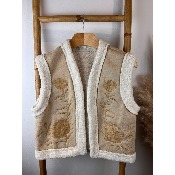 Gilet de berger brodé beige