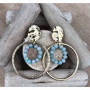 Boucles d'oreilles croles et pierres naturelles acier dor