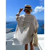 Chemise en gaze de coton oeil sequins blanche 36 - 44