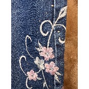Jean coupe mom broderie fleurs cuisse grande taille