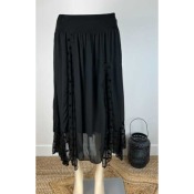 Jupe en voile plumetis noir grande taille - 46 