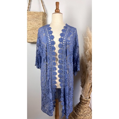 Kimono mi-long dentelle bohème grande taille