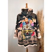 Manteau veste sherpa camouflage tête de mort calavera grande taille