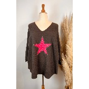 Pull �toile rose paillet� l�opard grande taille