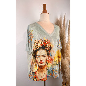 Pull lurex manches courtes Frida hibiscus grande taille