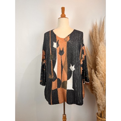 Pull maille duveteuse grande taille chats