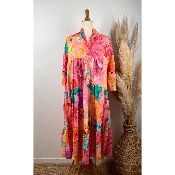 Robe longue bohème colorée coton broderie anglaise grande taille