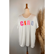 T-shirt coton CIAO lettres multicolores grande taille