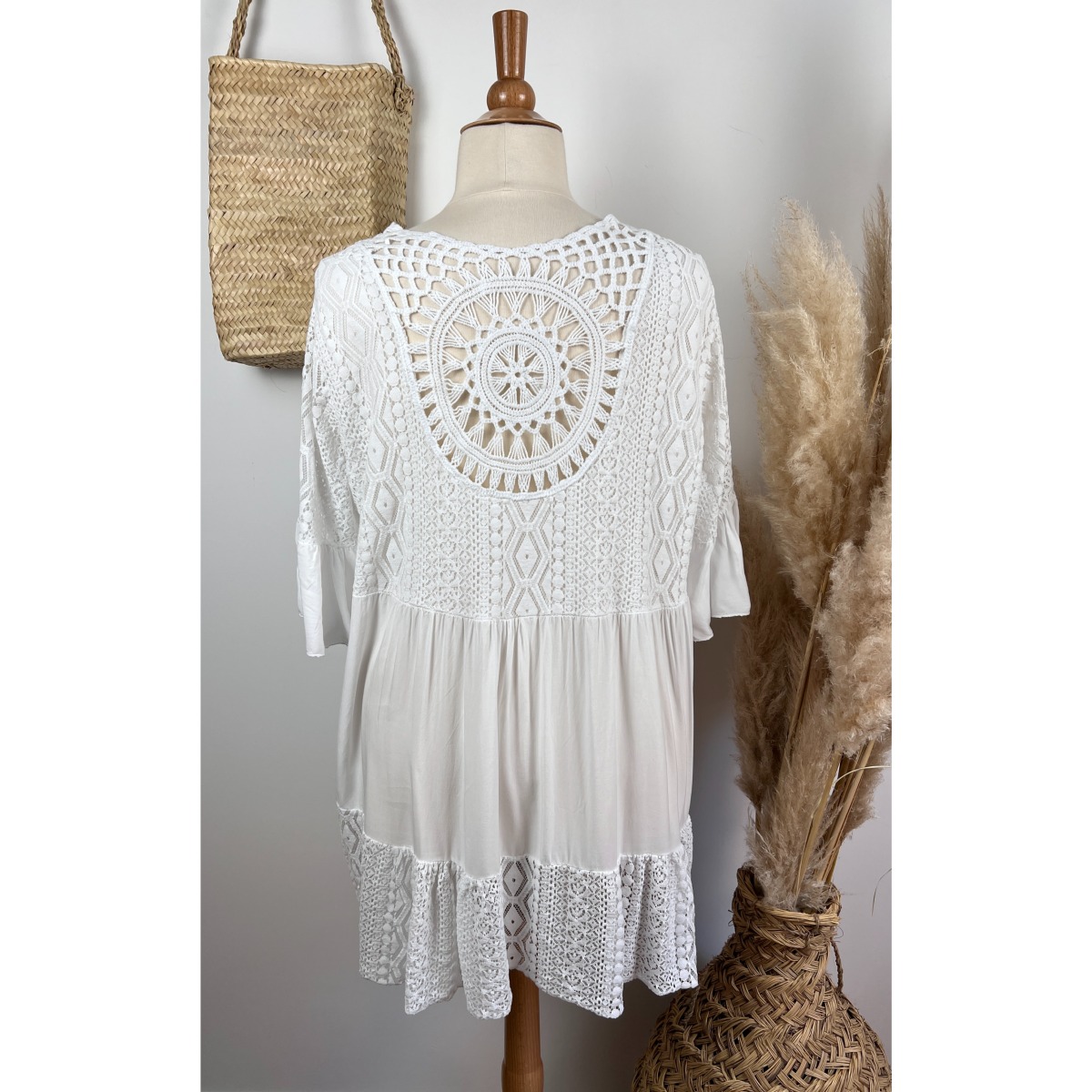 Tunique Boh?�me Dentelle Dos Crochet Grande Taille