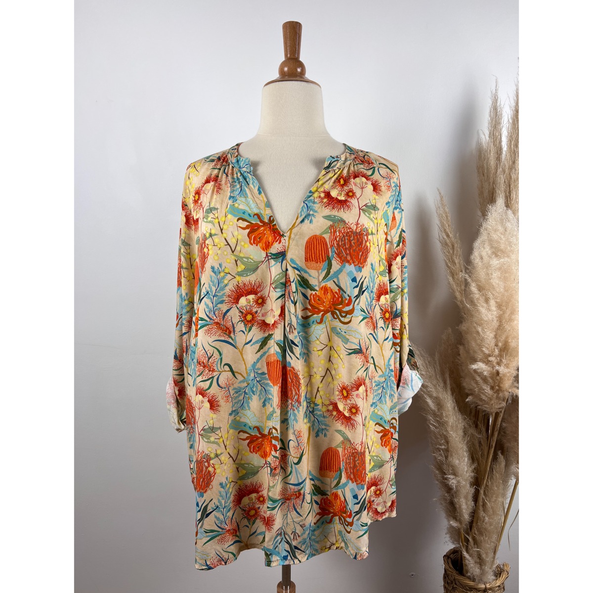 Tunique Corail Col V Manches 3/4 Taille 46/48 - Neuf Sans étiquettes, Viscose