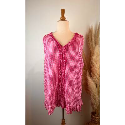 Tunique sans manches vichy froufrous grande taille