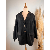 Veste blazer suédine à franges grande taille
