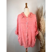 Veste capuche légère lin & coton grande taille