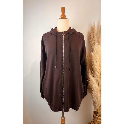 Veste sweat coton unie capuche grande taille