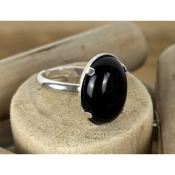 Bague cabochon onyx noir en argent 925 grande taille